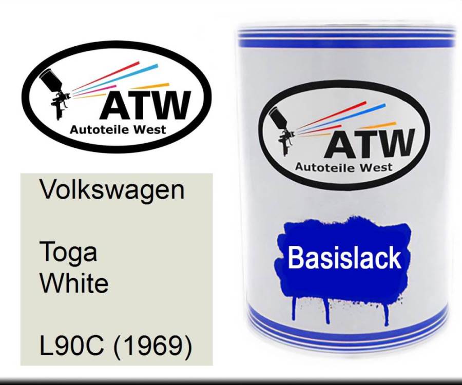 Volkswagen, Toga White, L90C (1969): 500ml Lackdose, von ATW Autoteile West.